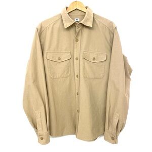 Uniqlo Overshirt Shacket Tan Cotton Blend Button Front Men’s M
